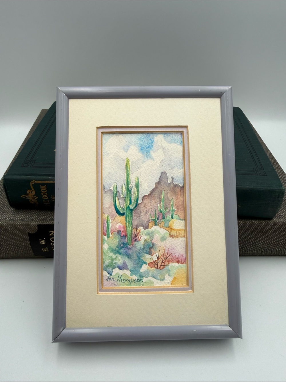 JAN THOMPSON CACTUS ORIGINAL WATERCOLOR LANDSCAPE PAINTING 7x5